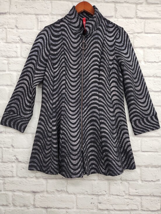 IC By Connie K Jackets & Blazers - IC by Connie K Textured Zip Front Swing Jacket Size Small  Lagenlook Art to Wear